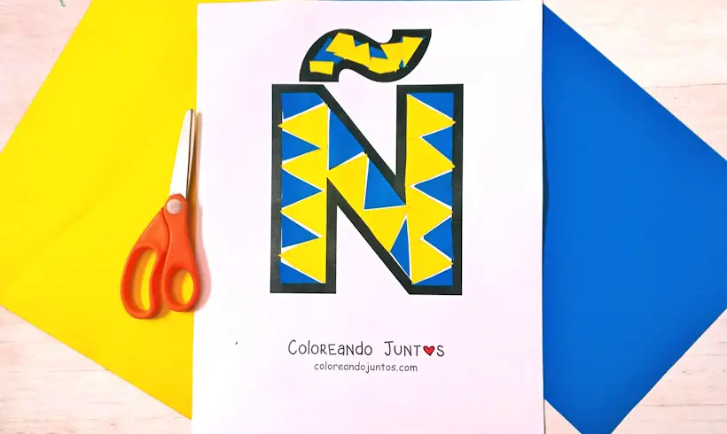 Dibujo de la letra Ñ coloreada por Coloreando Juntos