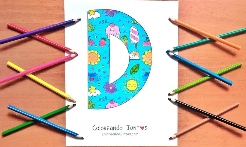 Dibujo de la letra D coloreada por Coloreando Juntos