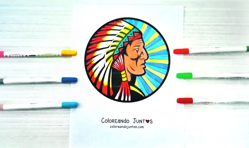 Dibujo de nativo americano coloreado por Coloreando Juntos