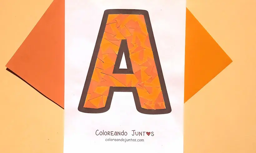 Dibujo de la letra A del abecedario coloreada por Coloreando Juntos