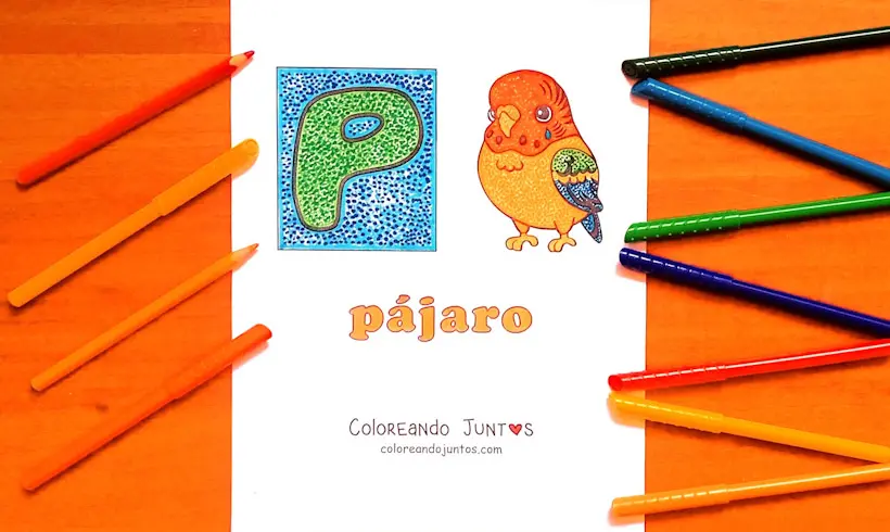 Dibujo de la letra P coloreada por Coloreando Juntos