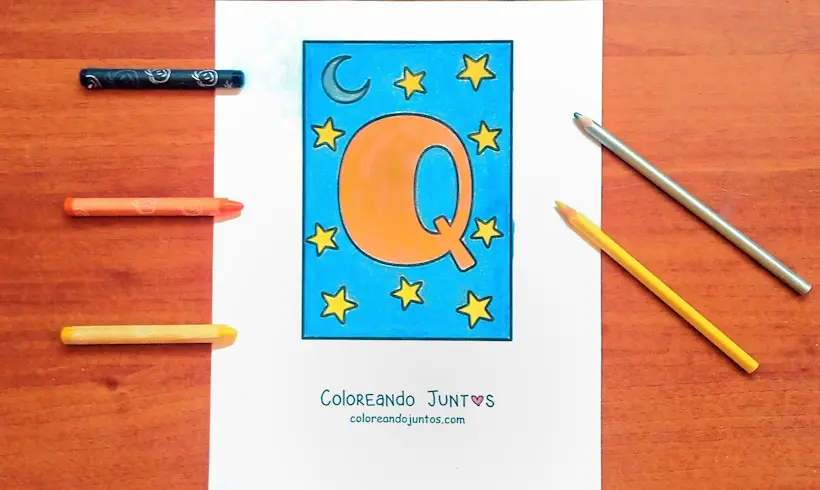 Dibujo de la letra Q coloreada por Coloreando Juntos