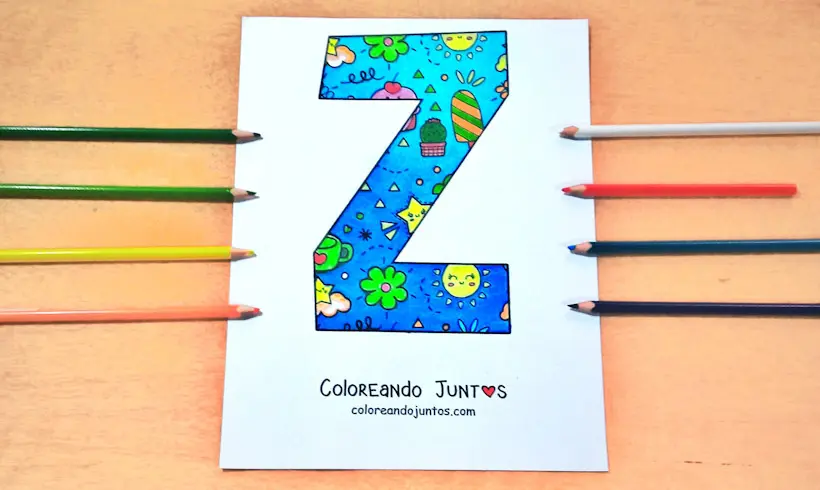 Dibujo de la letra Z coloreada por Coloreando Juntos