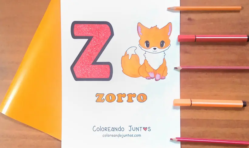 Dibujo de la Z del abecedario de animales coloreado por Coloreando Juntos