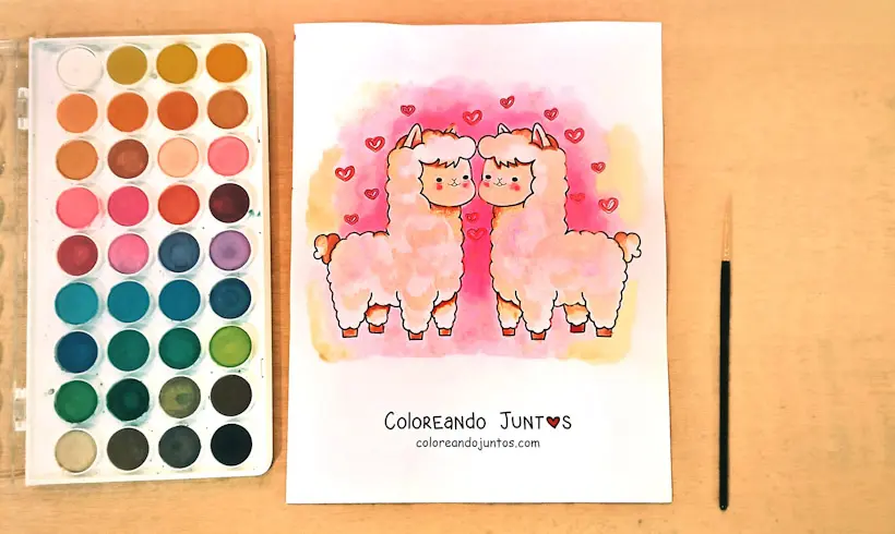 Dibujo de animales enamorados coloreado por Coloreando Juntos
