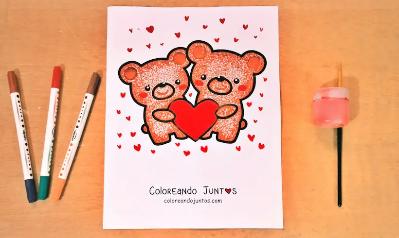 Dibujo de osos enamorados coloreado por Coloreando Juntos