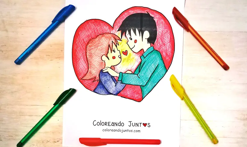 Dibujo de una pareja coloreada por Coloreando Juntos