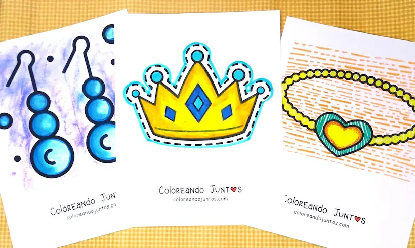 Dibujos de joyas y accesorios coloreados por Coloreando Juntos