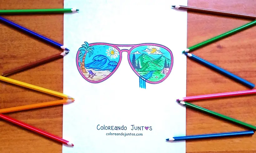 Dibujo de lentes coloreados por Coloreando Juntos