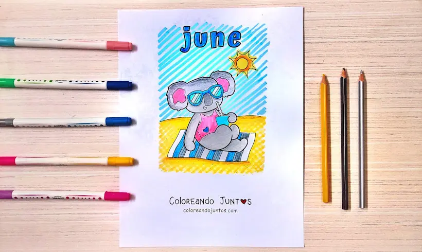 Dibujo de mes de junio en inglés coloreado por Coloreando Juntos
