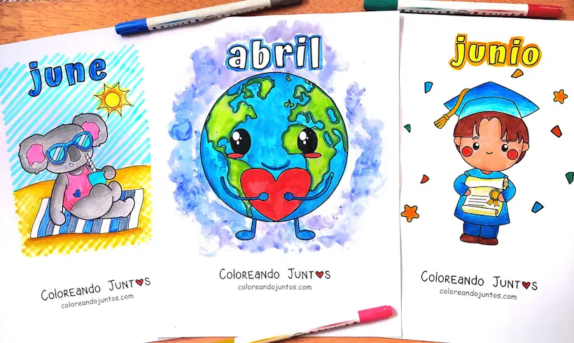 Dibujos de los meses del año coloreados por Coloreando Juntos