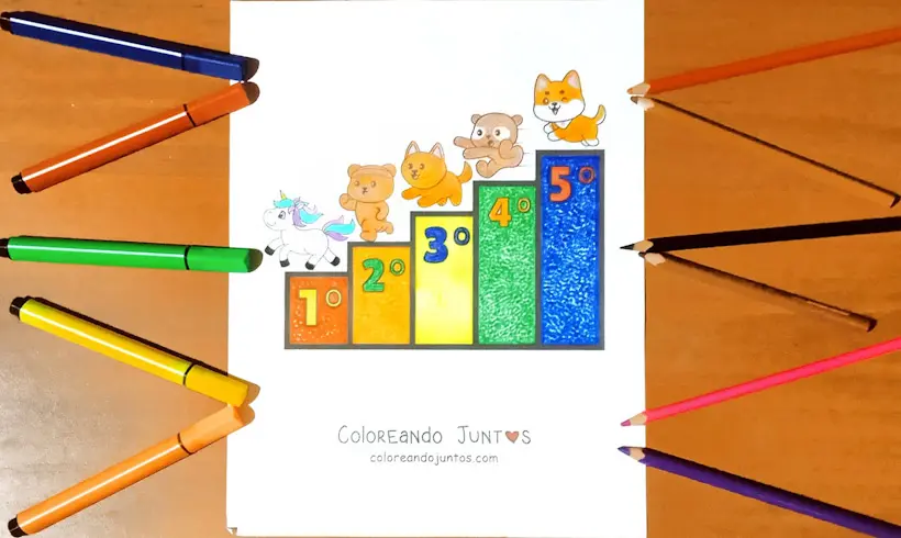 Dibujo de los números ordinales coloreado por Coloreando Juntos