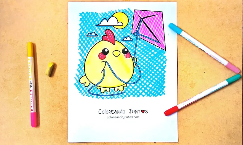 Dibujo de un cometa coloreado por Coloreando Juntos