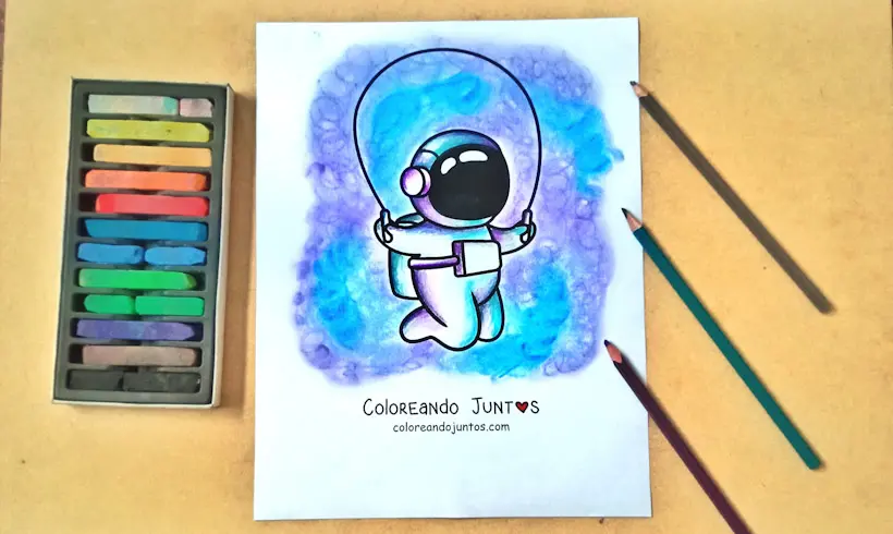 Dibujo de astronauta saltando la cuerda coloreado por Coloreando Juntos