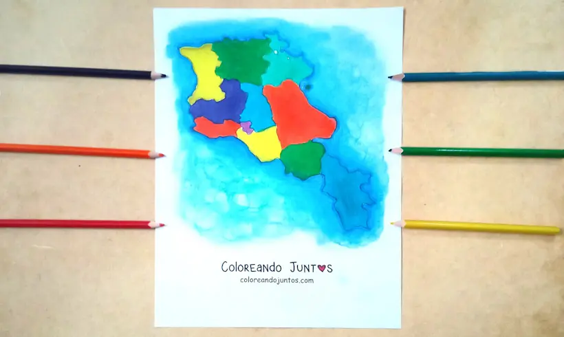 Dibujo del mapa de un país asiático coloreado por Coloreando Juntos