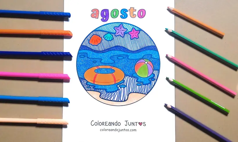 Dibujo del mes de agosto coloreado por Coloreando Juntos