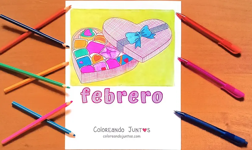 Dibujo del mes de febrero coloreado por Coloreando Juntos