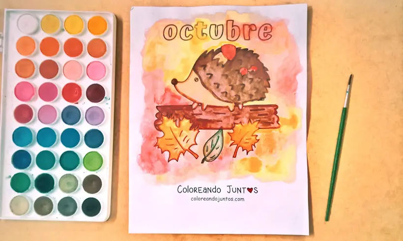 Dibujo del mes de octubre coloreado por Coloreando Juntos