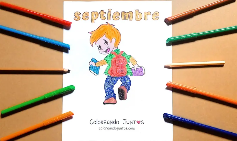 Dibujo del mes de septiembre coloreado por Coloreando Juntos