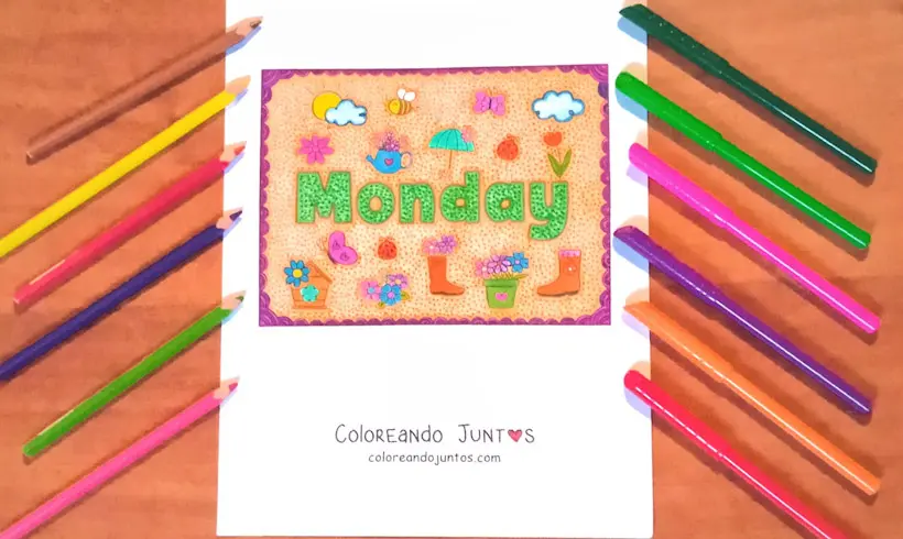 Dibujo de un día de la semana en inglés coloreado por Coloreando Juntos