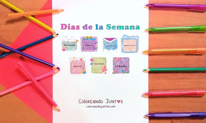 Dibujo de los días de la semana para niños coloreado por Coloreando Juntos