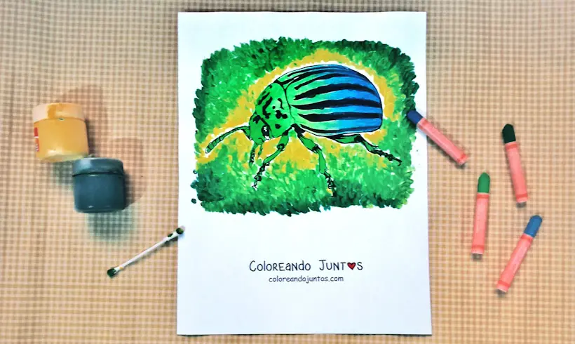 Dibujo de un escarabajo coloreado por Coloreando Juntos