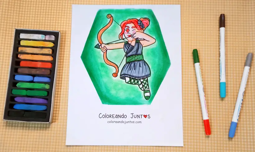 Dibujo de la diosa Artemisa coloreada por Coloreando Juntos