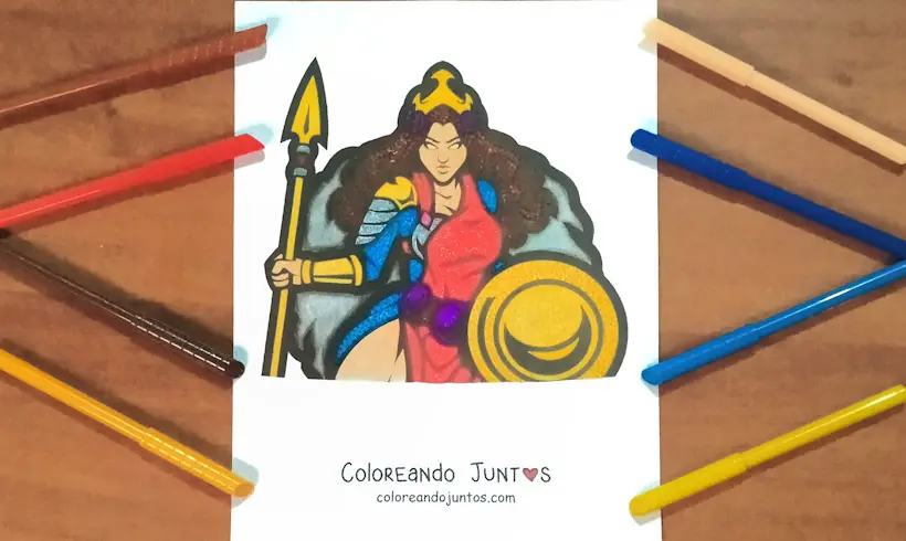 Dibujo de la diosa Atenea coloreada por Coloreando Juntos