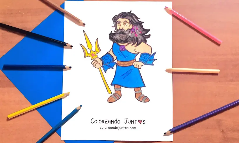 Dibujo del dios Poseidón coloreado por Coloreando Juntos