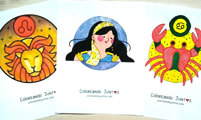 Dibujos de los signos del Zodiaco coloreados por Coloreando Juntos