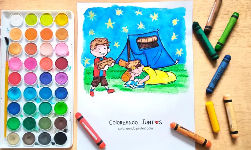 Dibujo de un campamento coloreado por Coloreando Juntos