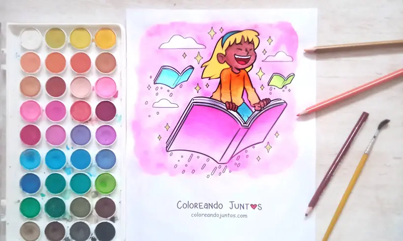 Dibujo de lectura coloreada por Coloreando Juntos