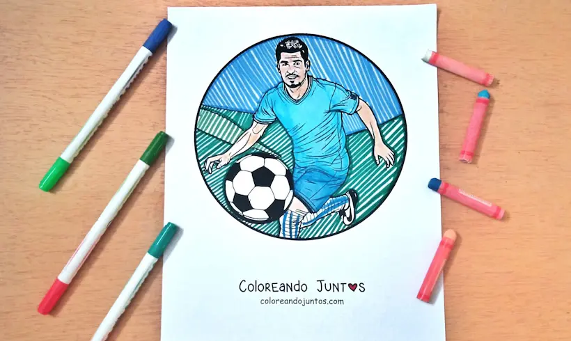 Dibujo de Luis Suárez coloreado por Coloreando Juntos