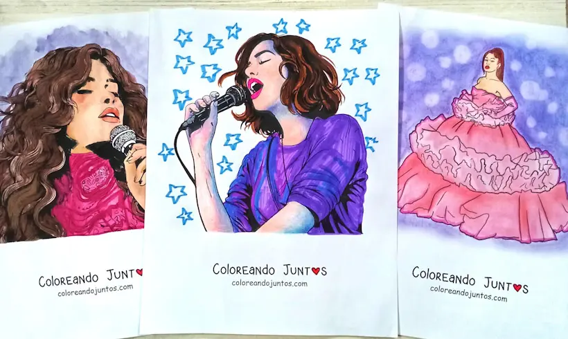 Dibujos de músicos y cantantes famosos coloreados por Coloreando Juntos