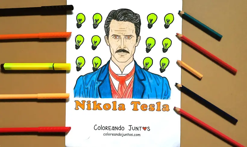 Dibujo de Nikola Tesla coloreado por Coloreando Juntos