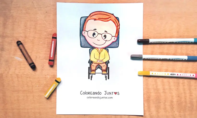 Dibujo de Stephen Hawking coloreado por Coloreando Juntos
