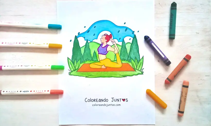 Dibujo de yoga coloreado por Coloreando Juntos