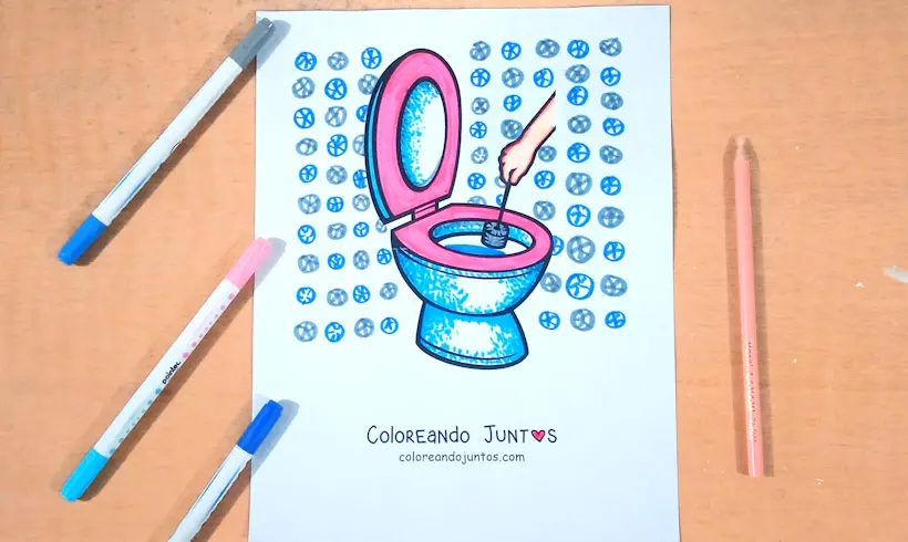 Dibujo de limpiar el baño coloreado por Coloreando Juntos