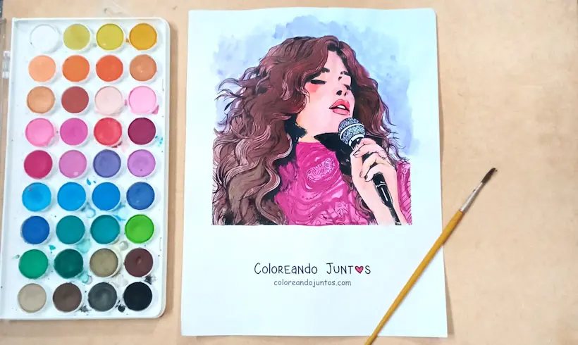 Dibujo de Selena Gómez coloreada por Coloreando Juntos