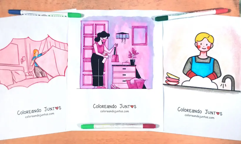 Dibujos de tareas del hogar coloreadas por Coloreando Juntos