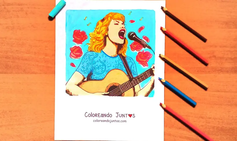 Dibujo de Taylor Swift coloreada por Coloreando Juntos