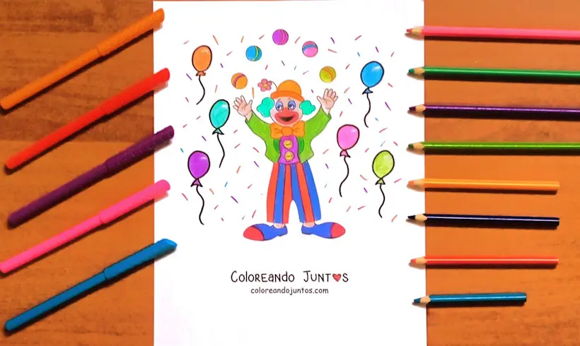 Dibujo de un payaso de circo coloreado por Coloreando Juntos