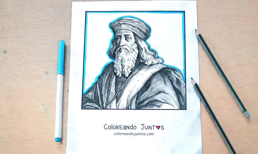 Dibujo de Leonardo da Vinci coloreado por Coloreando Juntos