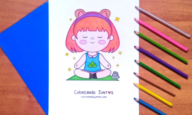 Dibujo de la meditación coloreado por Coloreando Juntos