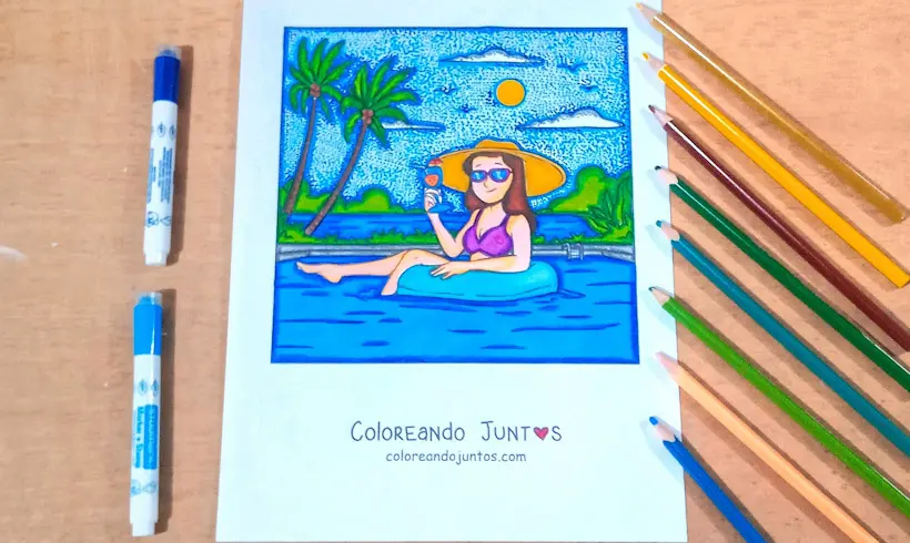 Dibujo de una piscina coloreada por Coloreando Juntos