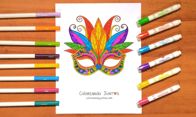 Dibujo de una máscara de Carnaval coloreada por Coloreando Juntos
